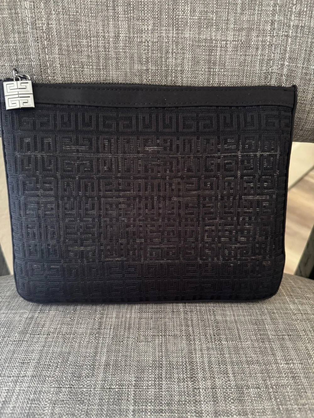 Givenchy Black Mesh Pouch | Logo Print Cosmetic Bag | Makeup Travel Clutch